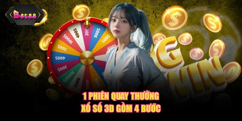 1 phiên quay thưởng xổ số 3D gồm 4 bước